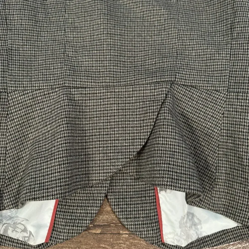 H&M Fitted Notched Lapel Houndstooth Suit Jacket Blazer 10 Academia Career